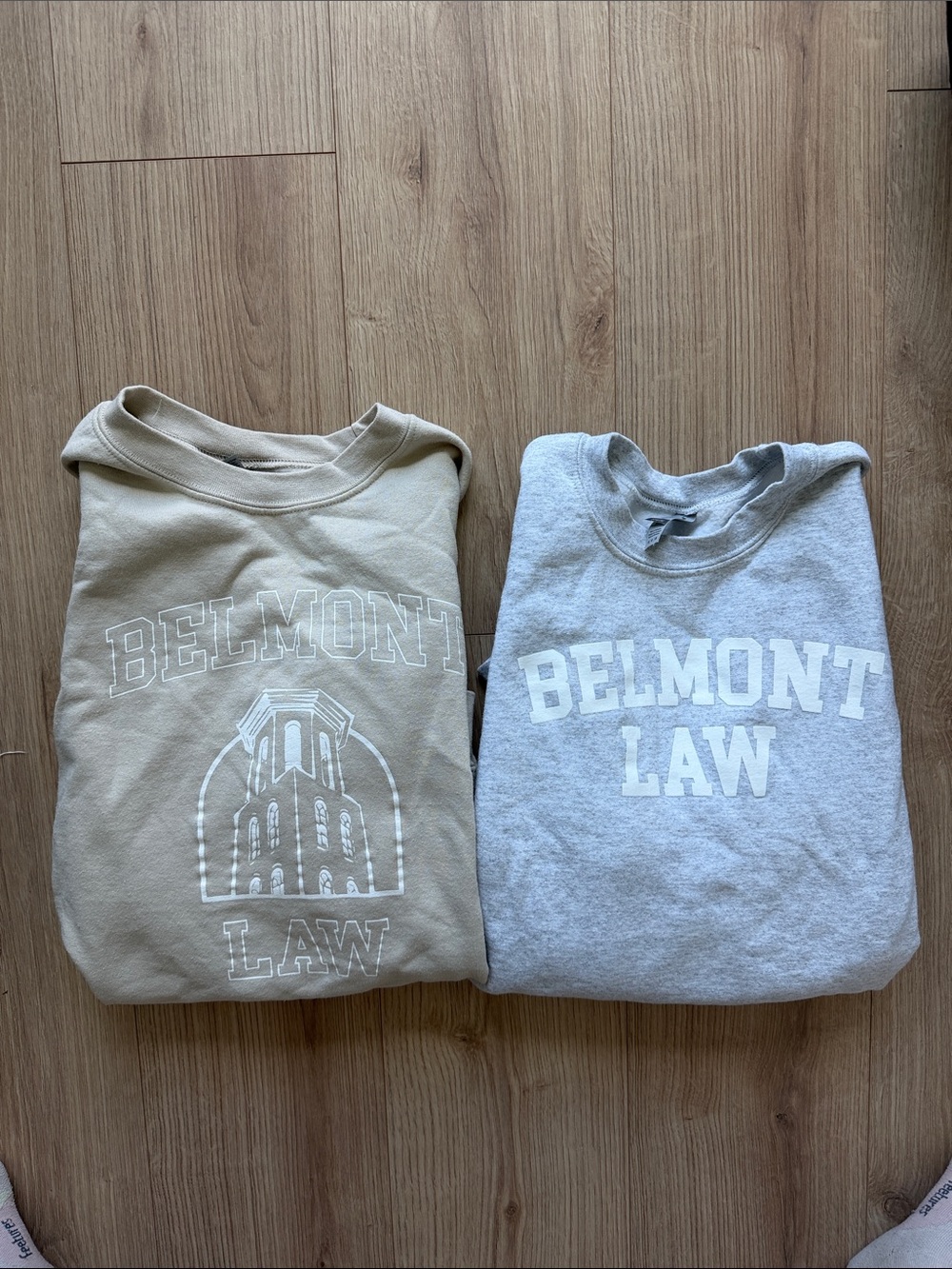 Belmont Law Sweatshirts in Cream and Light Gray